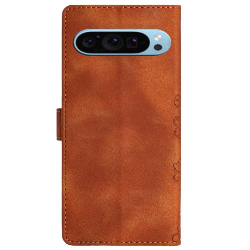 Etui Folio Do Google Pixel 9 Pro Efekt Kwiatowego Zamszu