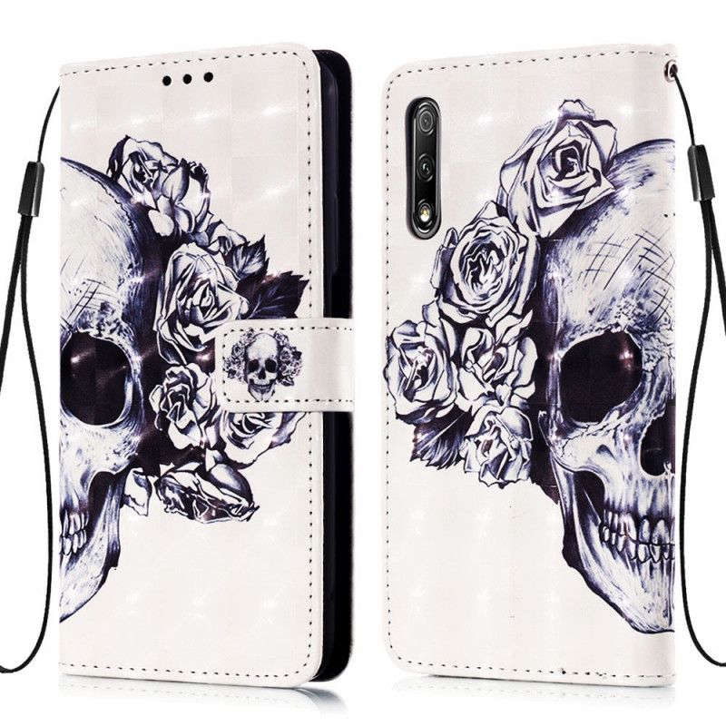 Etui Folio Honor 9X Pro 3D Kwiat Czaszki Etui Ochronne