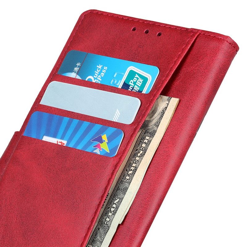 Etui Folio Honor 9X Pro Czerwony Czarny Efekt Skóry Matowej Retro