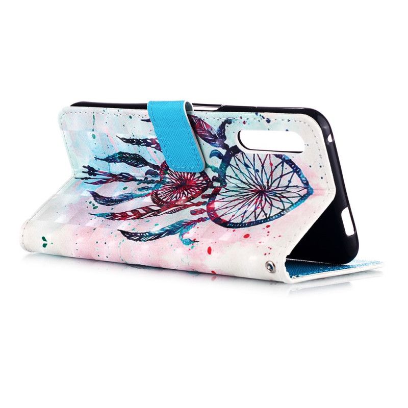 Etui Folio Honor 9X Pro Jasnoniebieski Czerwony Akwarela Łapacz Snów