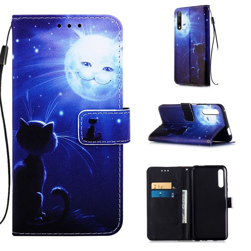 Etui Folio Honor 9X Pro Kot W Świetle Księżyca