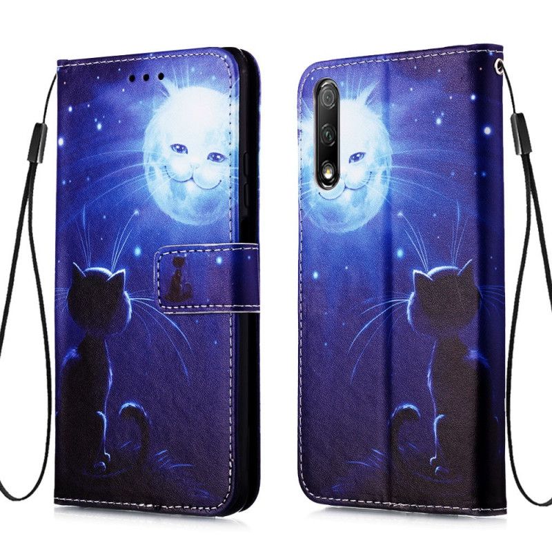 Etui Folio Honor 9X Pro Kot W Świetle Księżyca