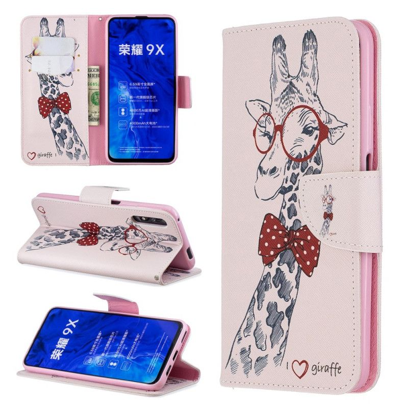 Etui Folio Honor 9X Pro Nerd Żyrafa Etui Ochronne