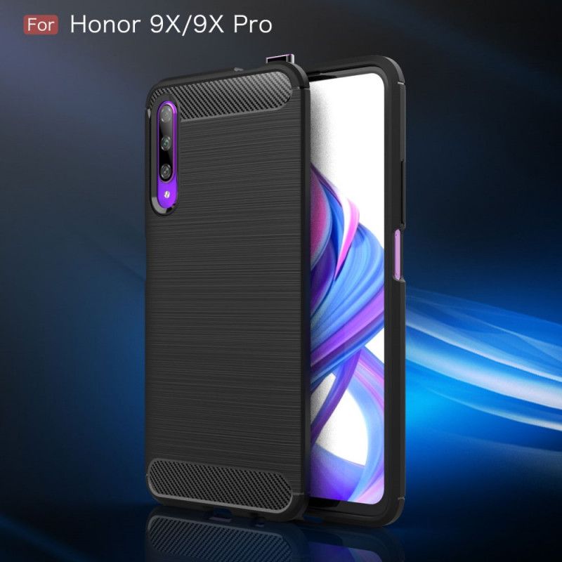 Etui Honor 9X Pro Czerwony Czarny Szczotkowane Włókno Węglowe Etui Ochronne