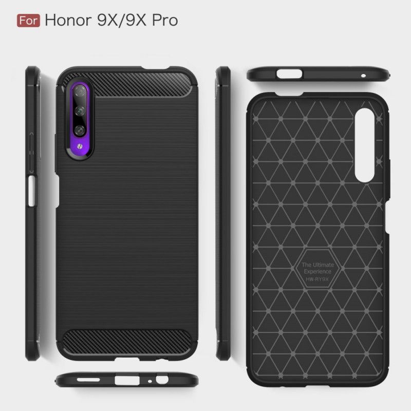 Etui Honor 9X Pro Czerwony Czarny Szczotkowane Włókno Węglowe Etui Ochronne