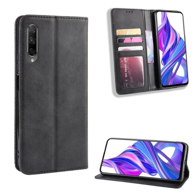 Flip Kotelot Honor 9X Pro Czerwony Czarny Etui na Telefon Stylizowany Efekt Skóry W Stylu Vintage