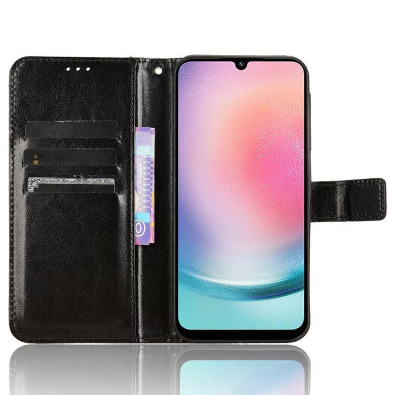 Etui Folio Do Samsung Galaxy M55 5g Błyszcząca Sztuczna Skóra Z Paskiem