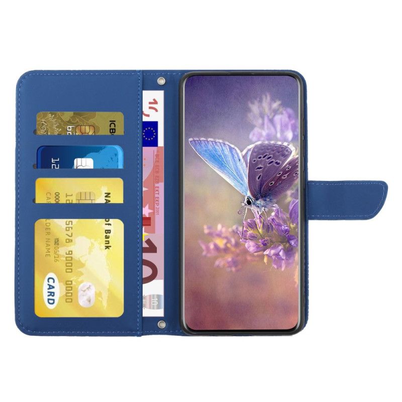 Etui Folio Do Samsung Galaxy M55 5g Nadruk W Motyle Z Paskiem