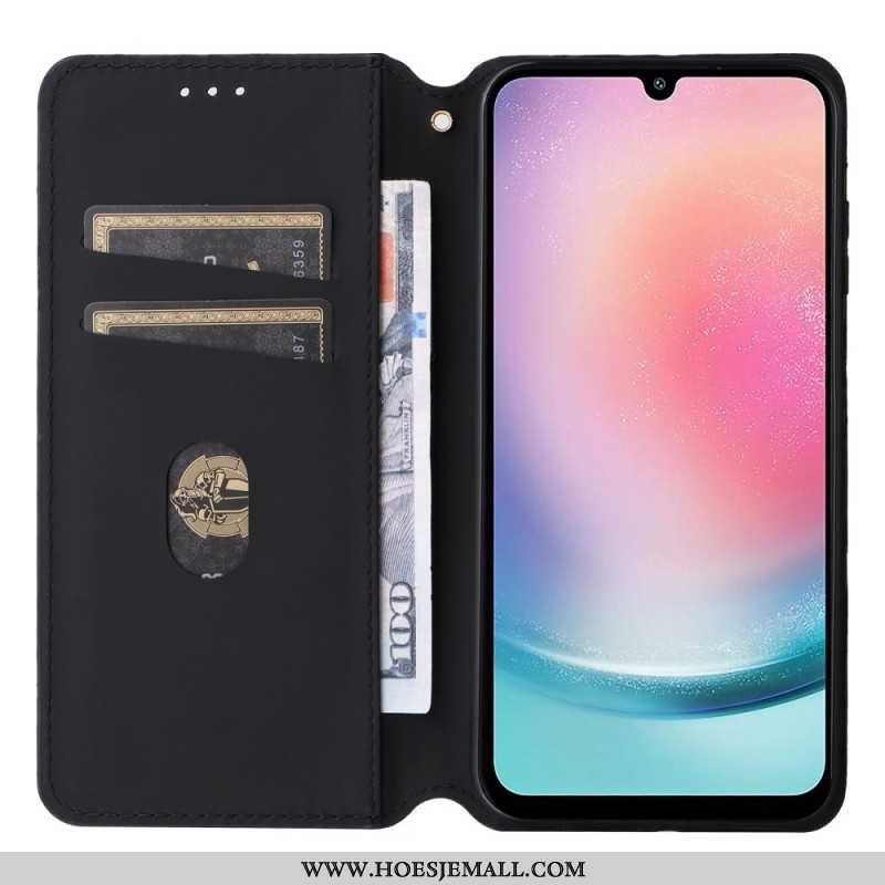 Flip Kotelot Samsung Galaxy M55 5g Wzór Rombu Etui Ochronne