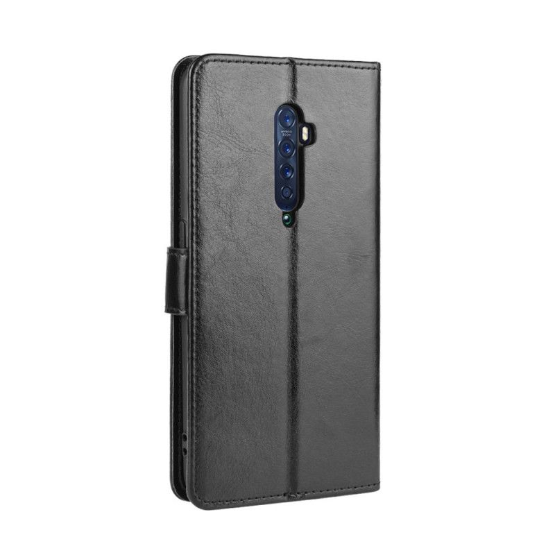 Etui Folio Oppo Reno 2 Czerwony Czarny Efektowna Sztuczna Skóra