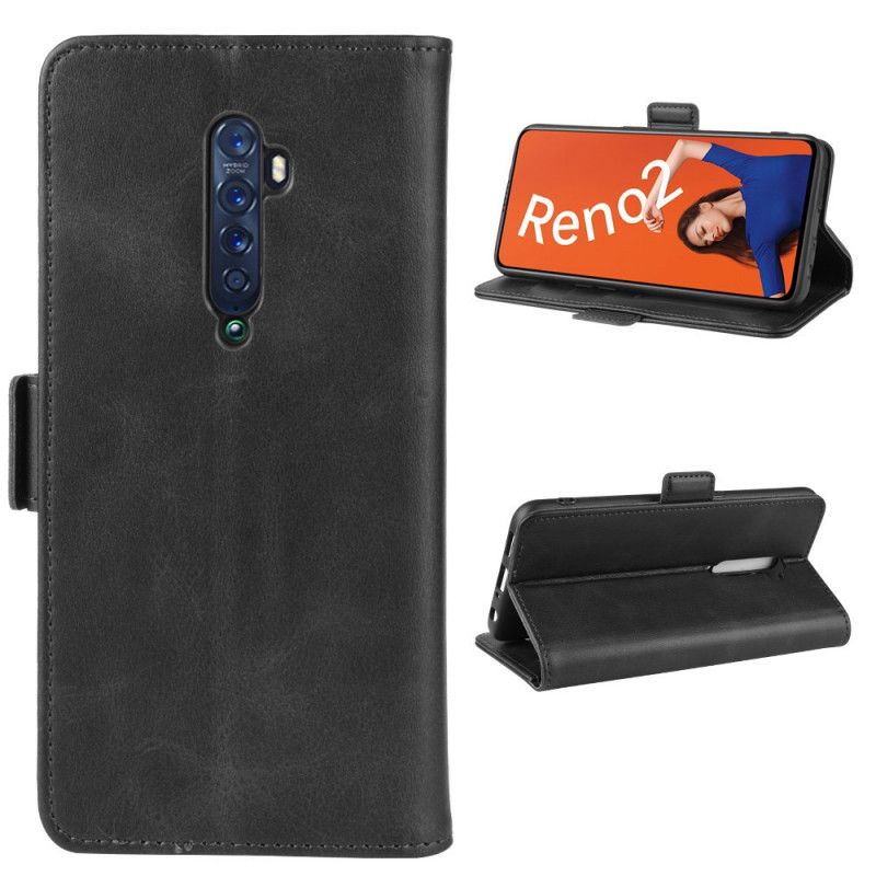 Etui Folio Oppo Reno 2 Czerwony Czarny Podwójna Klapa Etui Ochronne