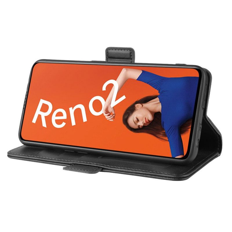 Etui Folio Oppo Reno 2 Czerwony Czarny Podwójna Klapa Etui Ochronne