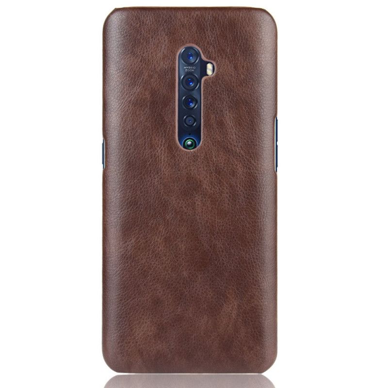 Etui Oppo Reno 2 Szary Czarny Efekt Skóry Liczi