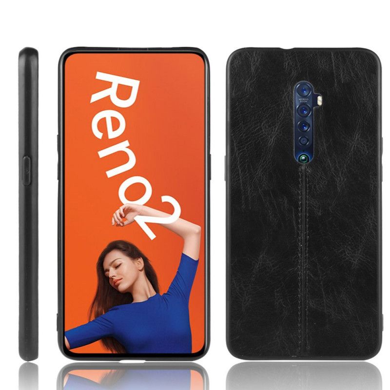 Futerały Oppo Reno 2 Czerwony Czarny Etui na Telefon Szwy W Stylu Skóry