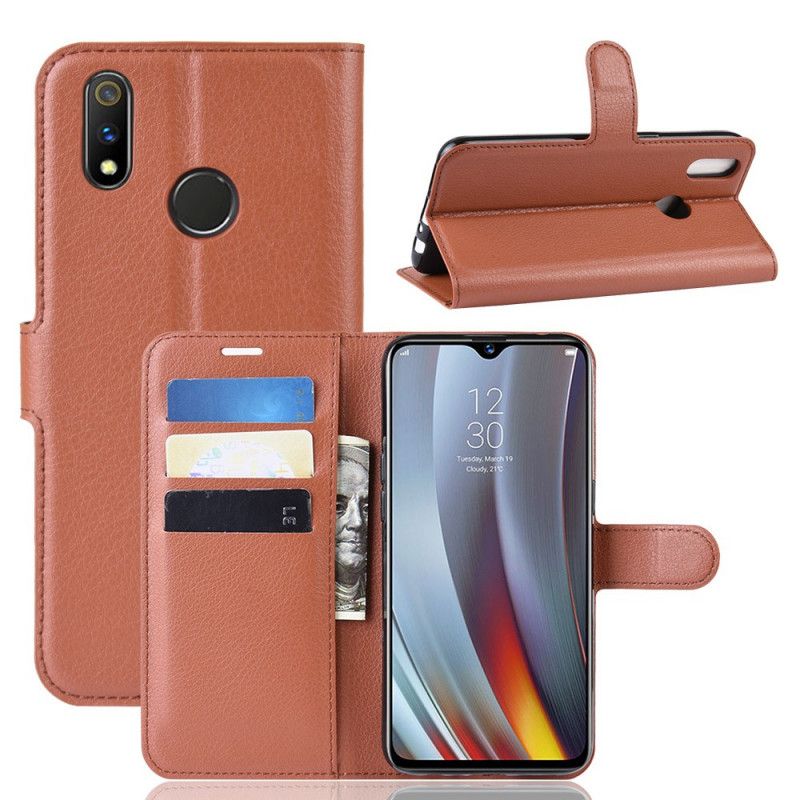 Etui Folio Oppo Realme 3 Pro Fioletowy Imitacja Skóry Liczi