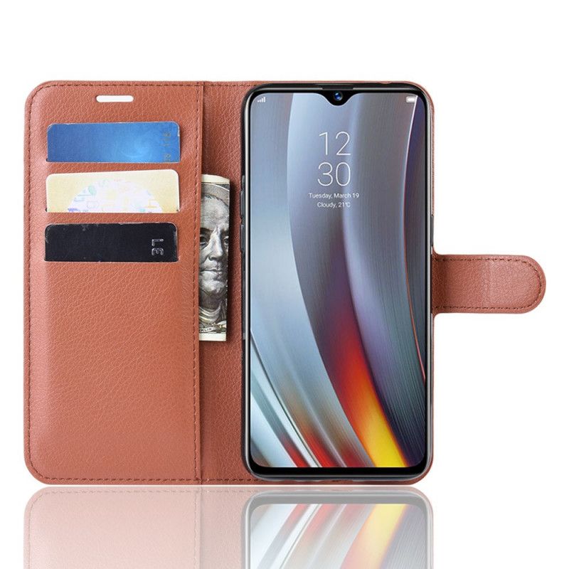 Etui Folio Oppo Realme 3 Pro Fioletowy Imitacja Skóry Liczi