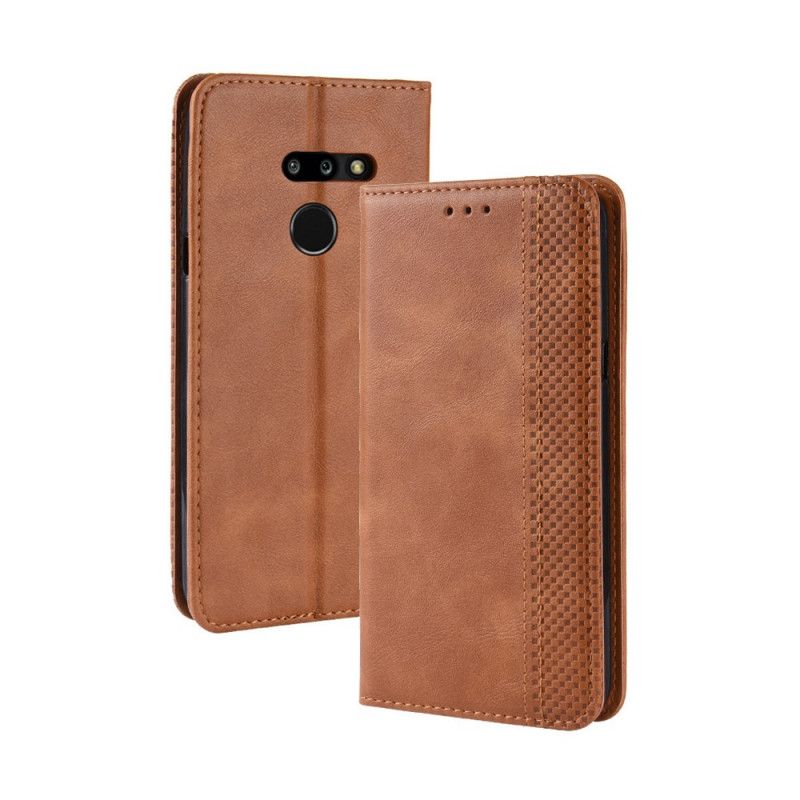 Flip Kotelot ThinQ LG G8 ThinQ Granatowy Czarny Stylizowany Efekt Skóry W Stylu Vintage Etui Ochronne