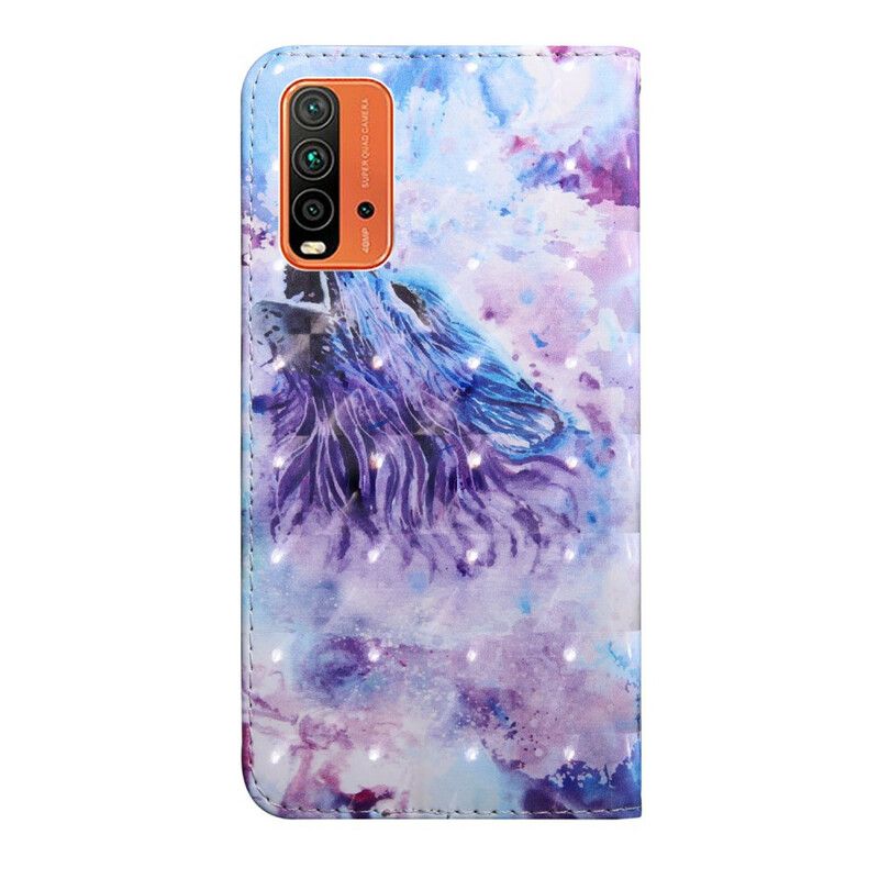 Etui Folio Xiaomi Redmi 9t Wilk Akwarela Etui Ochronne