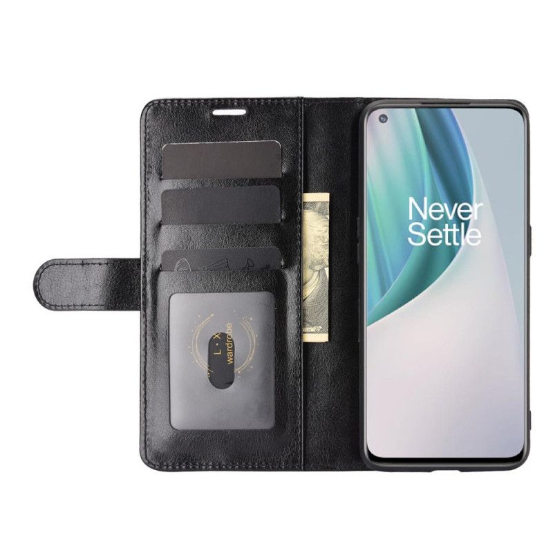 Etui Folio OnePlus Nord N10 Biały Czarny Ultra Sztuczna Skóra