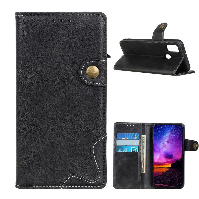 Etui Folio OnePlus Nord N10 Czerwony Czarny Artystyczne Przyszywanie Guzików Etui Ochronne