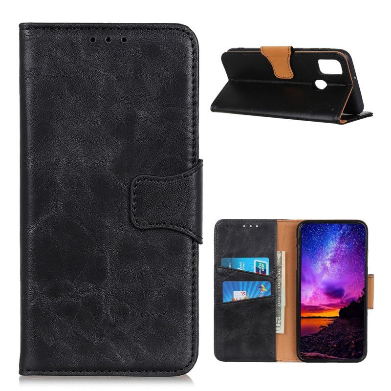 Etui Folio OnePlus Nord N10 Czerwony Czarny Dwustronne Zapięcie Z Dwoiny Skóry