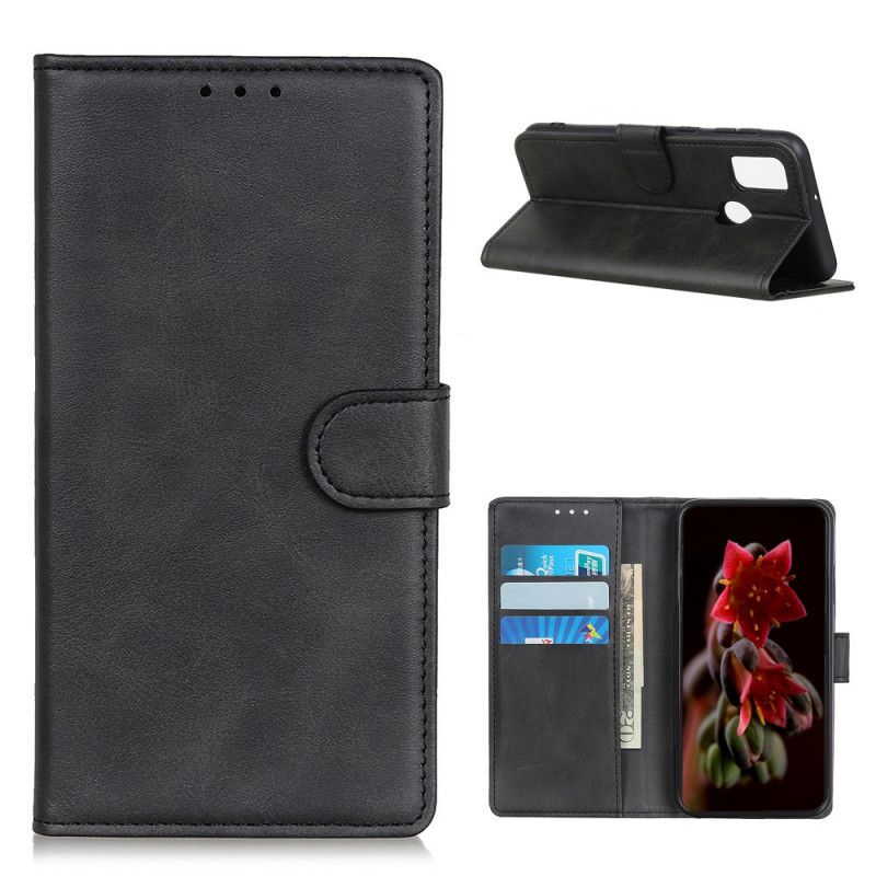 Etui Folio OnePlus Nord N10 Czerwony Czarny Efekt Matowej Skóry Etui Ochronne