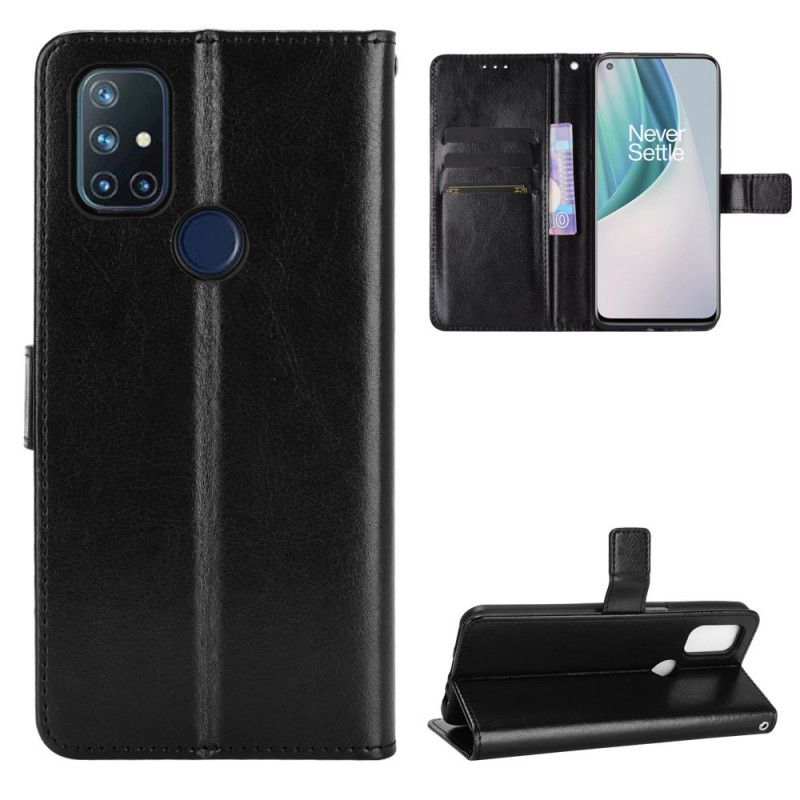 Etui Folio OnePlus Nord N10 Czerwony Czarny Efektowna Sztuczna Skóra