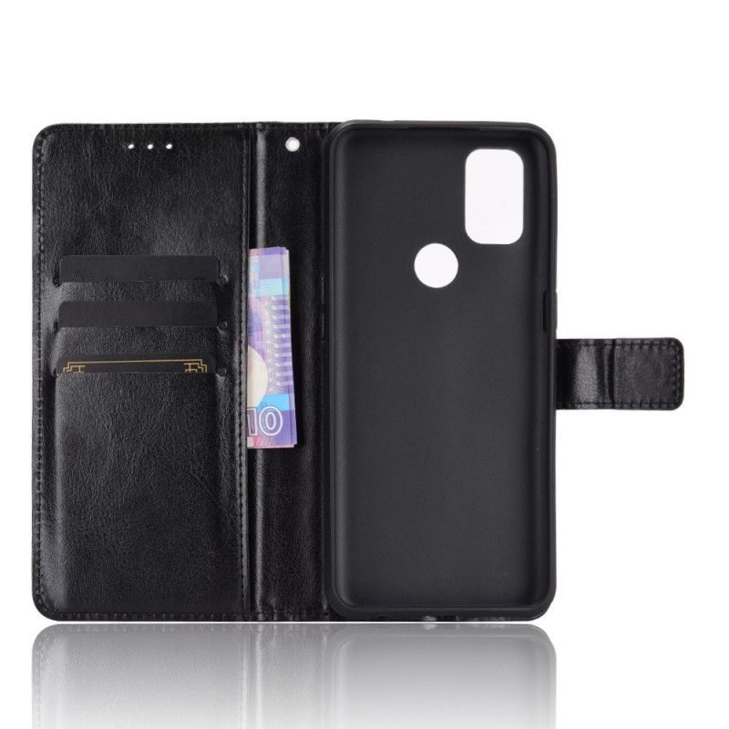 Etui Folio OnePlus Nord N10 Czerwony Czarny Efektowna Sztuczna Skóra