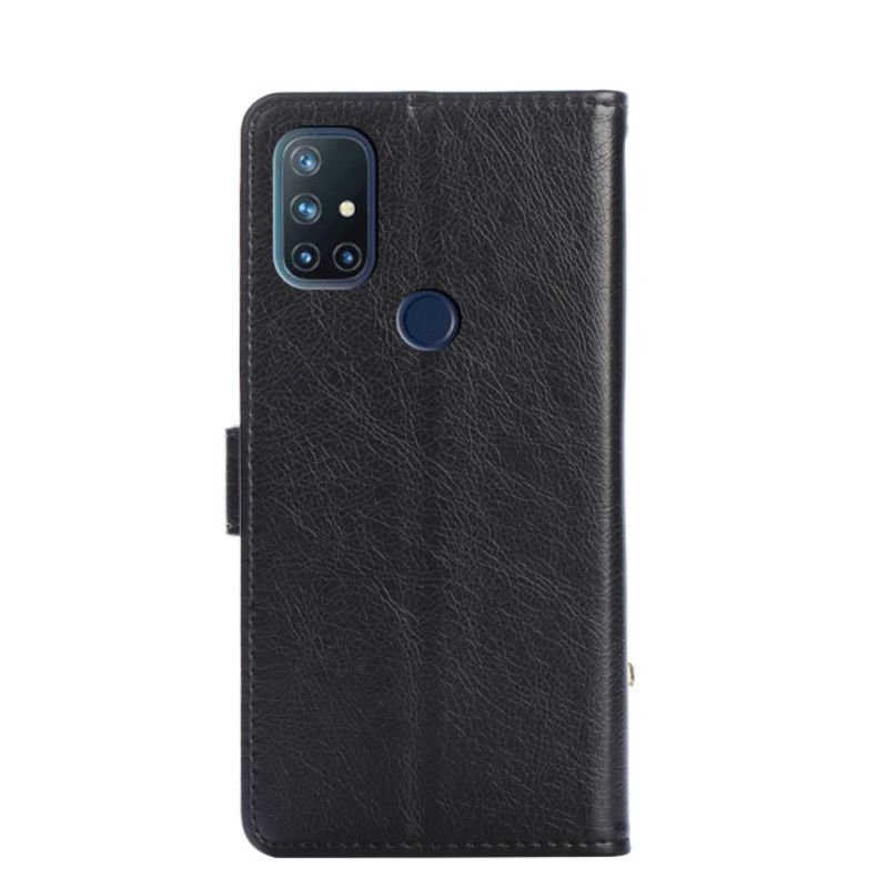 Etui Folio OnePlus Nord N10 Czerwony Czarny Przedni Portfel I Pasek Etui Ochronne