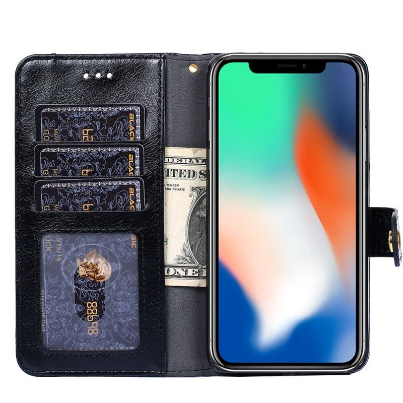 Etui Folio OnePlus Nord N10 Czerwony Czarny Przedni Portfel I Pasek Etui Ochronne