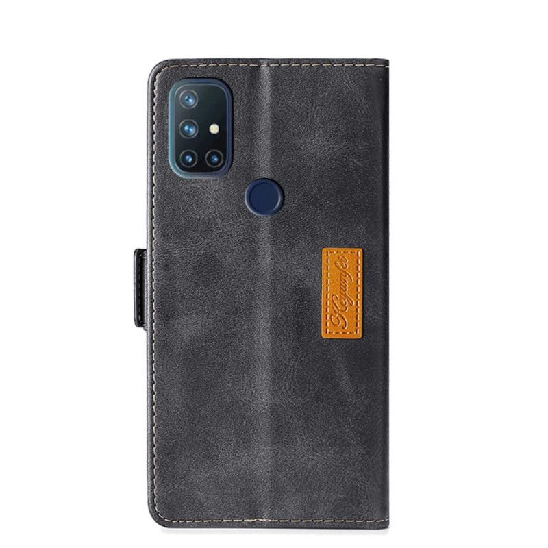 Etui Folio OnePlus Nord N10 Czerwony Szary Dwukolorowa Skóra Etui Ochronne