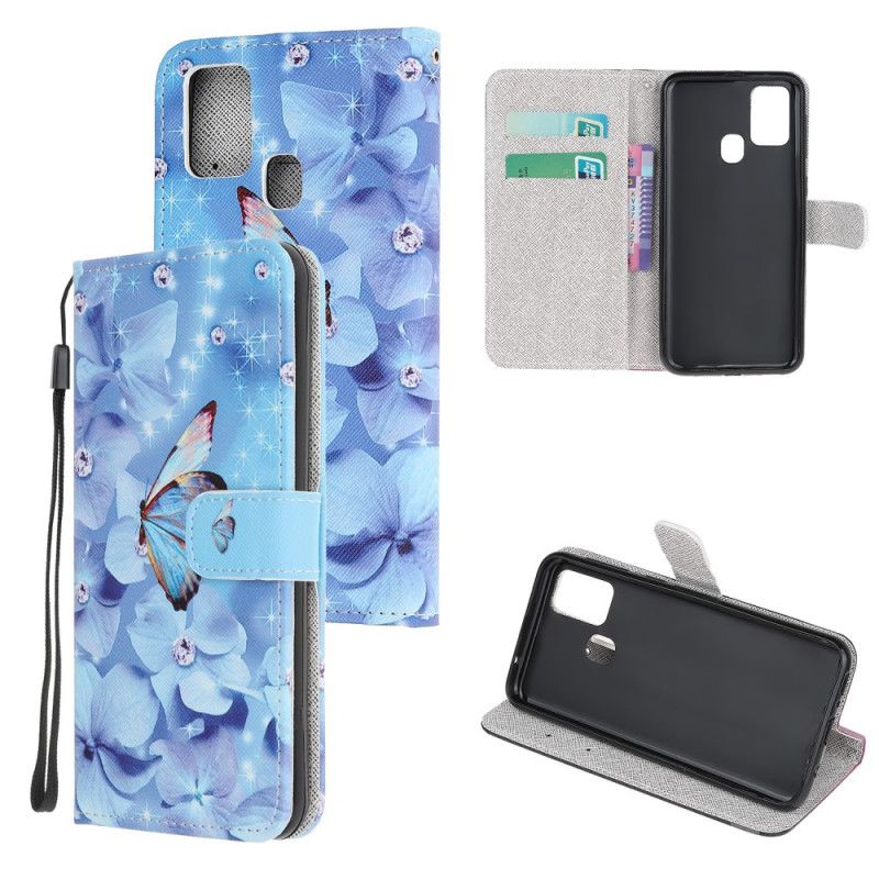 Etui Folio OnePlus Nord N10 Motyle Diamenty Ze Stringami