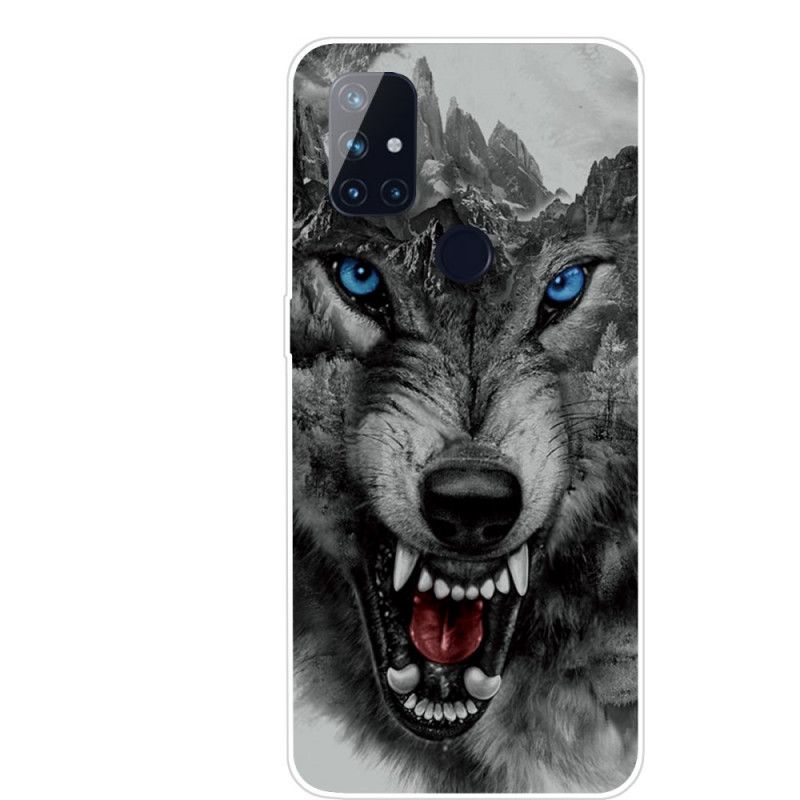 Etui OnePlus Nord N10 Szary Czarny Wysublimowany Wilk Etui Ochronne