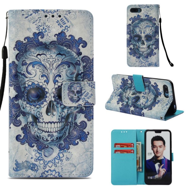 Etui Folio Honor 10 Niebieska Czaszka Etui Ochronne