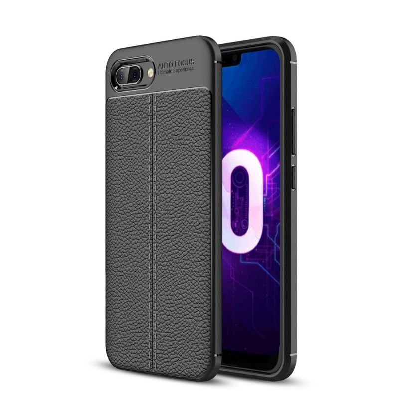 Etui Honor 10 Czerwony Czarny Efekt Skóry Z Podwójną Linią Liczi Etui Ochronne