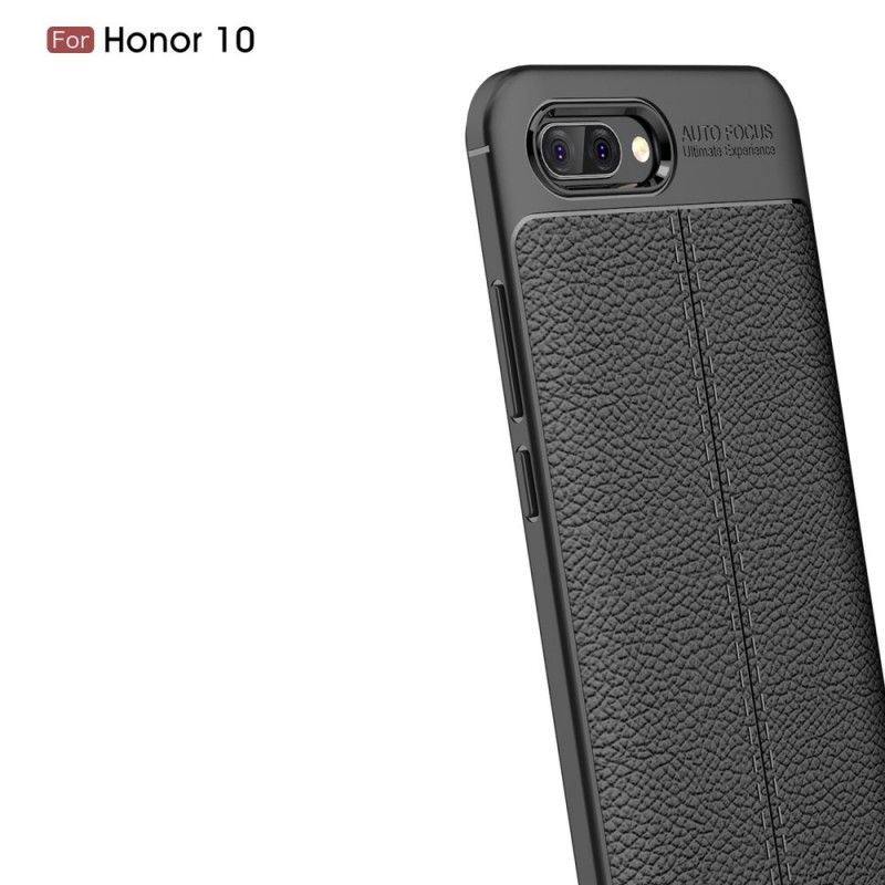 Etui Honor 10 Czerwony Czarny Efekt Skóry Z Podwójną Linią Liczi Etui Ochronne