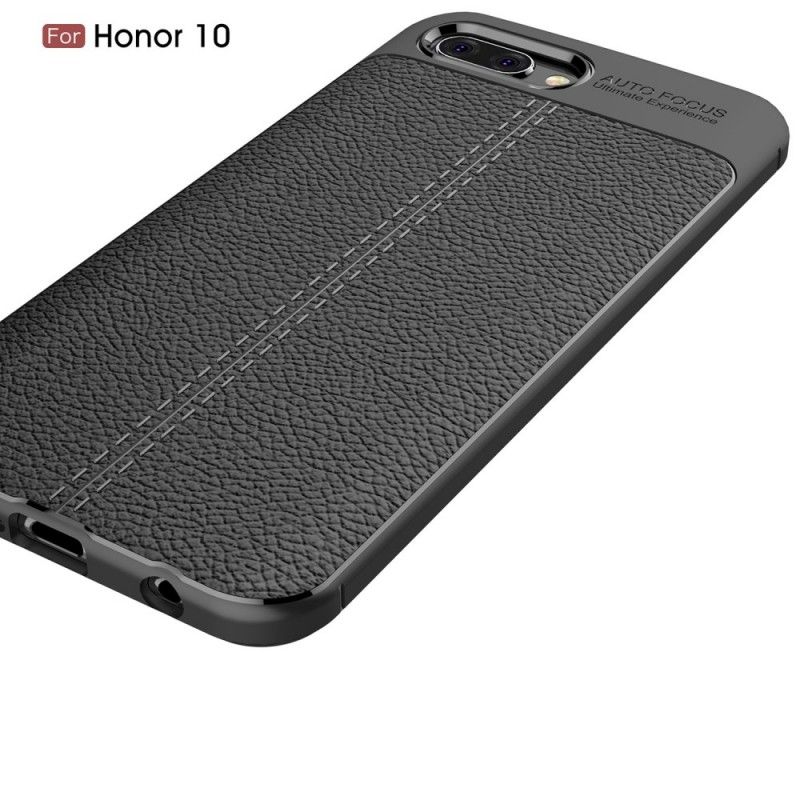 Etui Honor 10 Czerwony Czarny Efekt Skóry Z Podwójną Linią Liczi Etui Ochronne