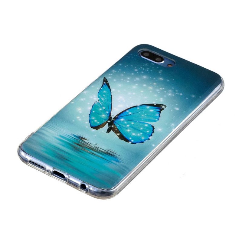 Futerały Honor 10 Etui na Telefon Fluorescencyjny Niebieski Motyl