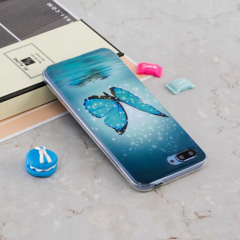 Futerały Honor 10 Etui na Telefon Fluorescencyjny Niebieski Motyl