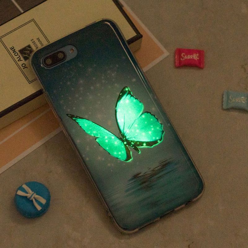 Futerały Honor 10 Etui na Telefon Fluorescencyjny Niebieski Motyl