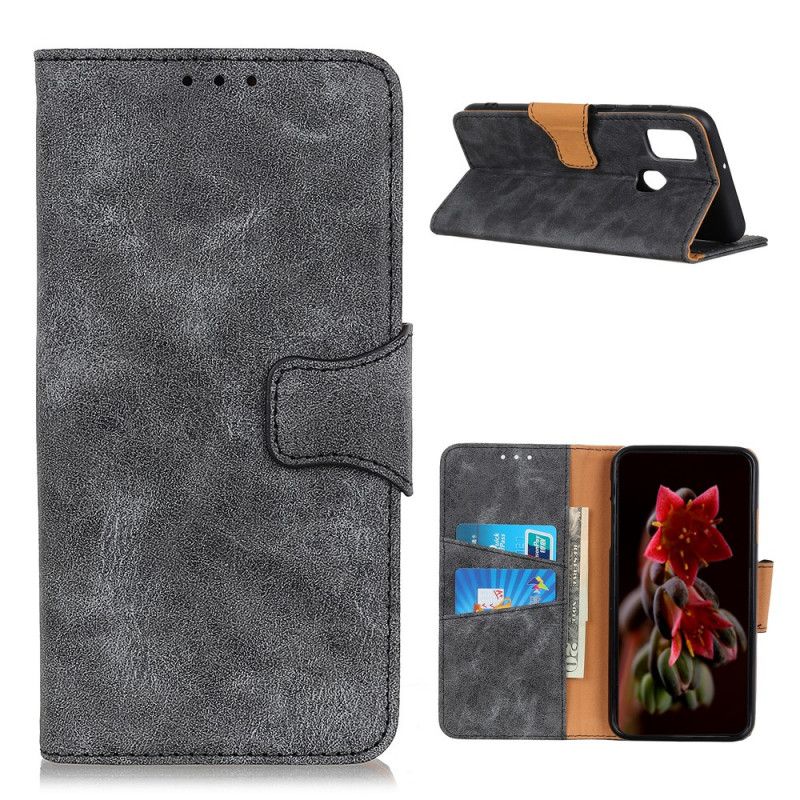 Etui Folio OnePlus Nord N100 Brązowy Czarny Dwoina W Stylu Vintage Etui Ochronne