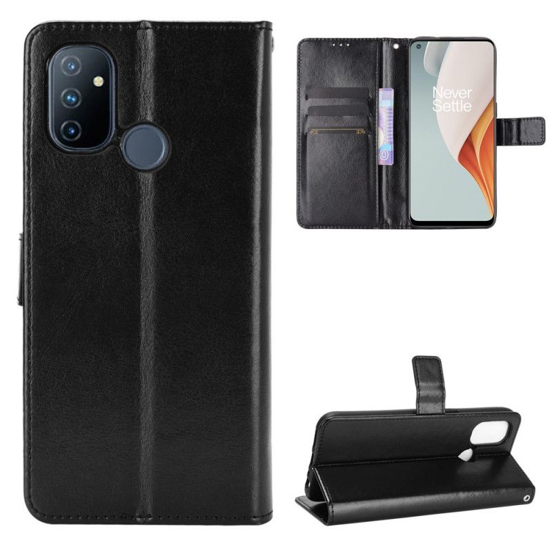 Etui Folio OnePlus Nord N100 Czerwony Czarny Efektowna Sztuczna Skóra Etui Ochronne