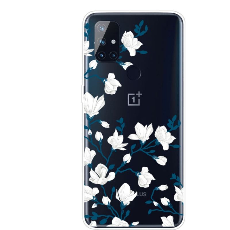 Etui OnePlus Nord N100 Białe Kwiaty Etui Ochronne