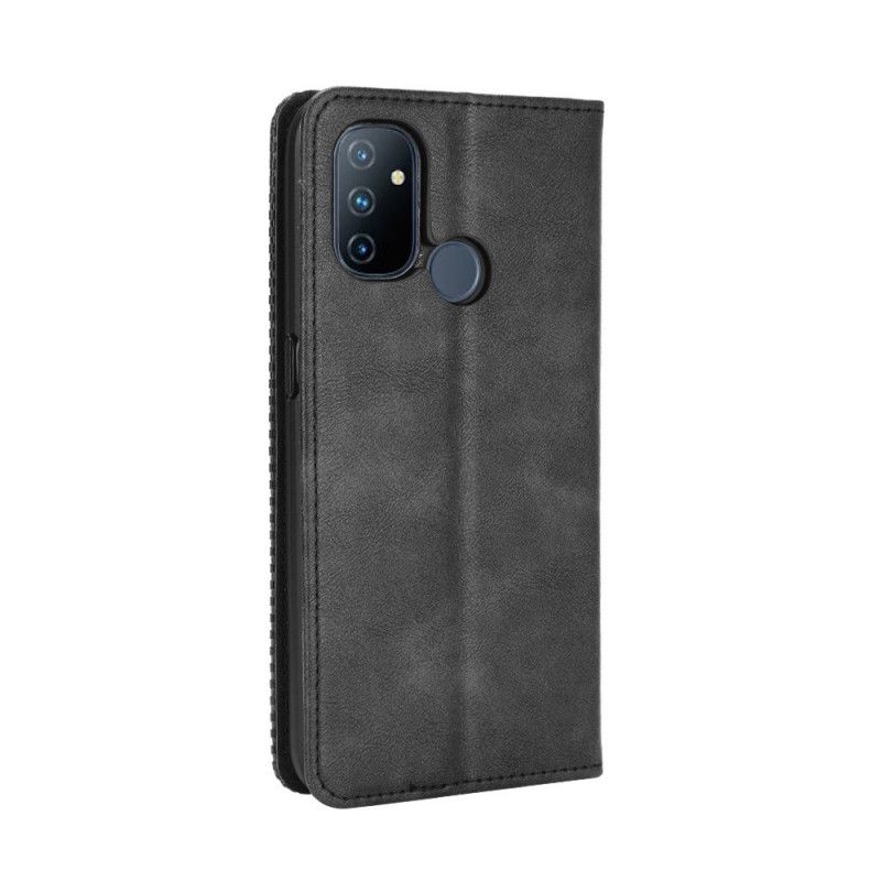 Flip Kotelot OnePlus Nord N100 Czerwony Czarny Stylizowany Efekt Skóry W Stylu Vintage Etui Ochronne