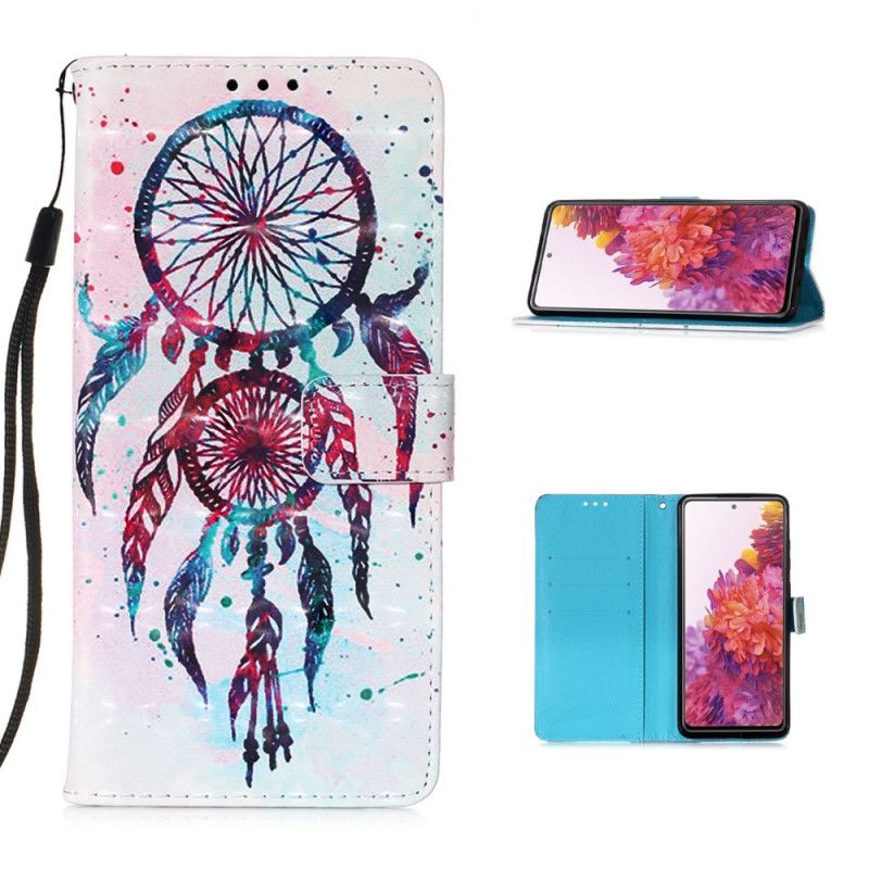 Etui Folio Samsung Galaxy S20 FE Beżowy Czerwony Akwarela Łapacz Snów Etui Ochronne