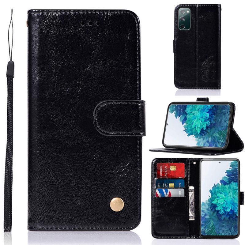 Etui Folio Samsung Galaxy S20 FE Czerwony Czarny Efekt Skóry W Stylu Vintage Z Paskiem