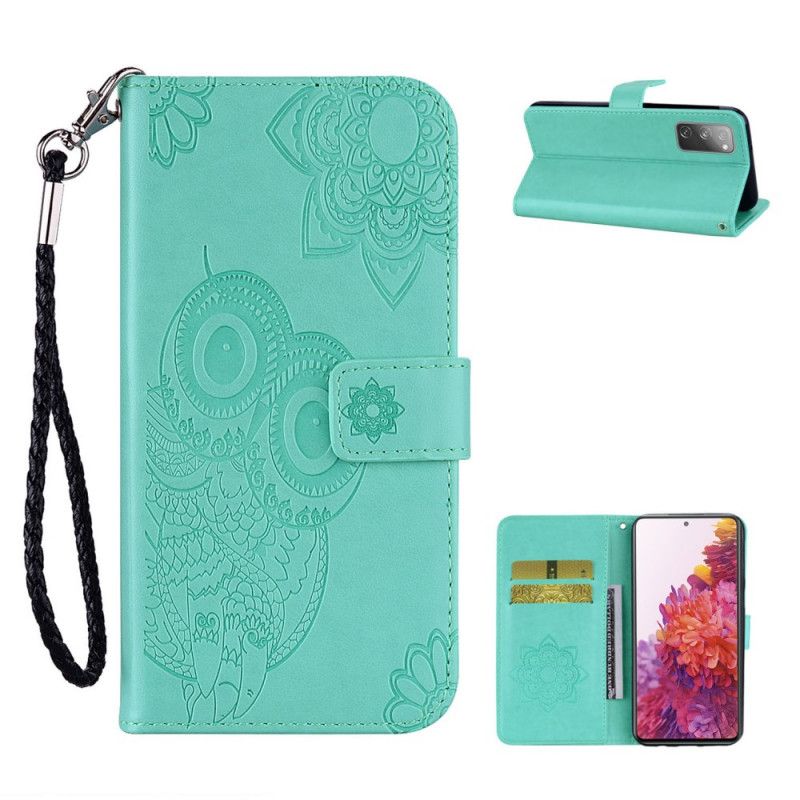 Etui Folio Samsung Galaxy S20 FE Czerwony Szary Mandala Sowa I Stringi Etui Ochronne