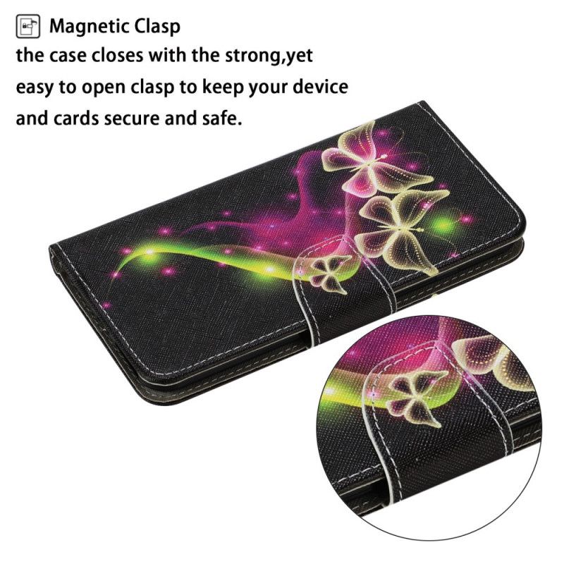 Etui Folio Samsung Galaxy S20 FE Jasnoniebieski Magenta Magiczne Motyle