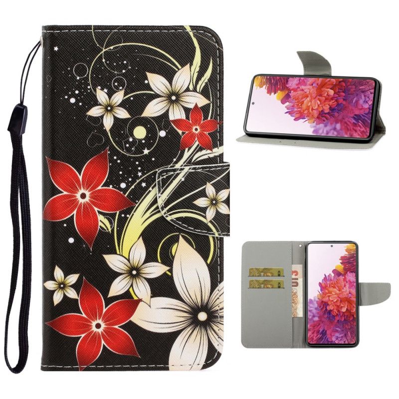 Etui Folio Samsung Galaxy S20 FE Kolorowe Kwiaty Ze Stringami