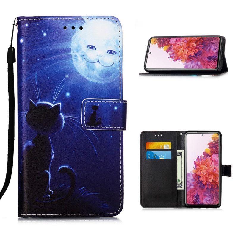 Etui Folio Samsung Galaxy S20 FE Kot W Świetle Księżyca Etui Ochronne